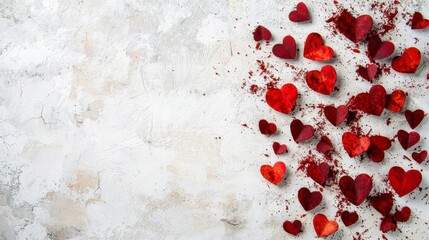Red Heart Decorations on Light Gray Background