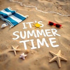 Beach Scene Summertime Message In Sand