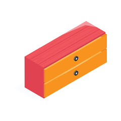 A vibrant isometric icon showcases a two drawer wooden chest