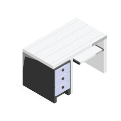 A simple office desk with drawers, ideal for workspace