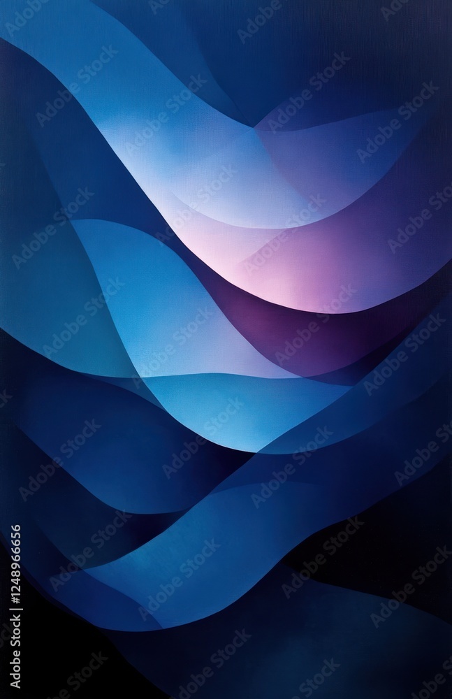 Aufkleber abstract blue curves overlapping shapes with smooth lines and elegant geometric design