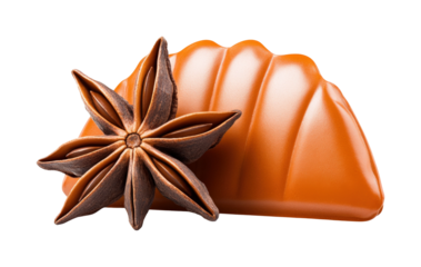 Delicious star anise and chocolate treat kitchen food isolated on transparent background