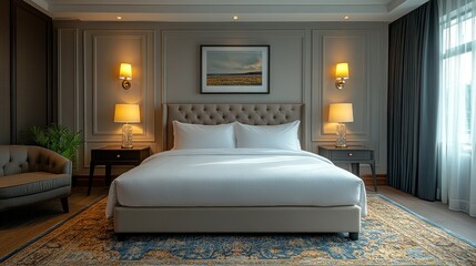 Luxurious Hotel Bedroom Interior Design: Elegant and Serene Master Suite