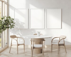 Bright and Modern Dining Area with Minimalist Decor and Natural Light