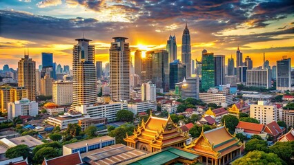 Bangkok Business District Cityscape: High-Resolution Stock Photo of Modern Thailand Architecture