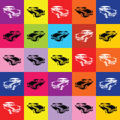 Pop art Colorful Classic car Vector Illustration Classic car on pop art illustration