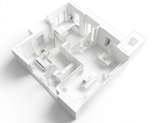 Modern 3D Floor Plan of an Apartment with Open Layout Design