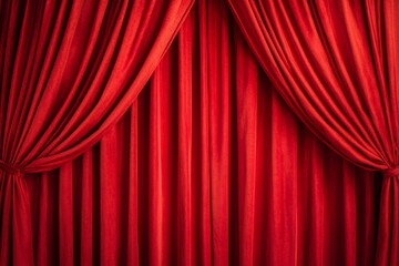 Red velvet stage curtains, theater, backdrop, performance, presentation