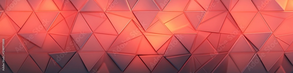 Poster geometric background in living coral color with triangular shapes for modern minimalist design