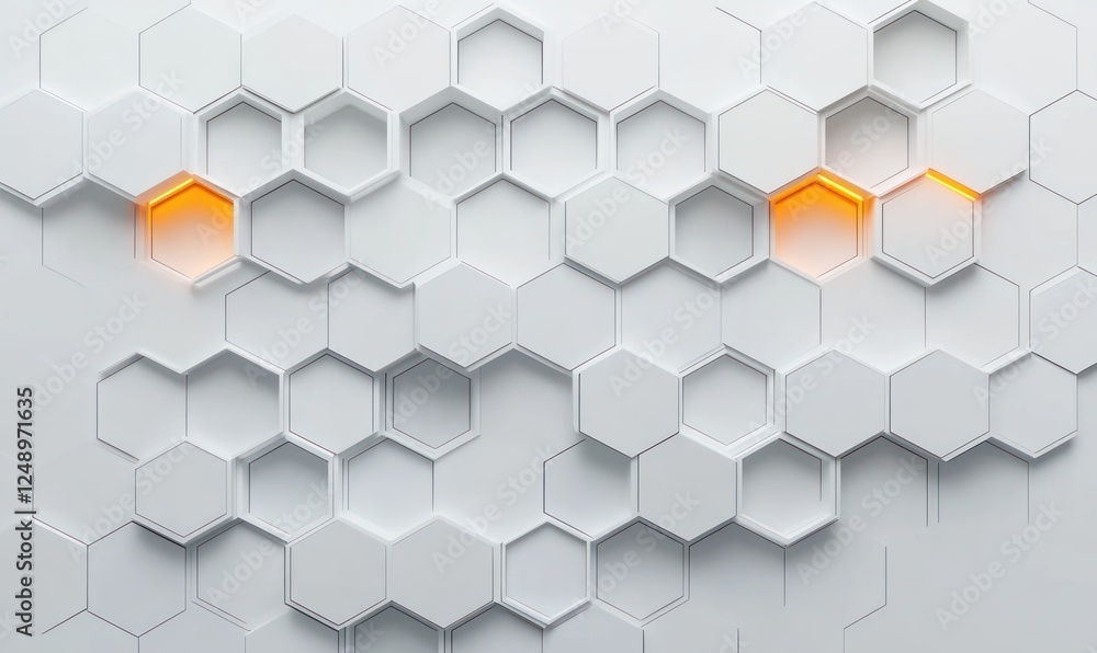 Poster minimalist abstract hexagon background with copy space soft white palette