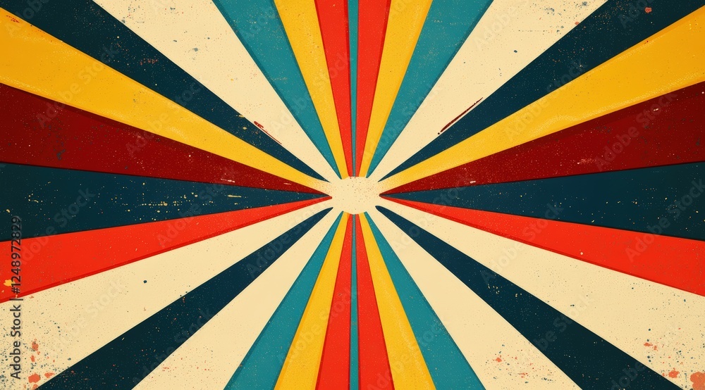 Poster colorful burst of radiating lines from the center creating a vibrant and dynamic visual effect for a