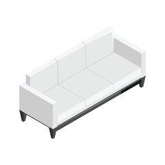 An isometric icon of a contemporary white sofa.