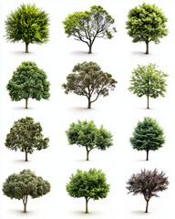 Fototapeta premium Tree isolate collection on white background