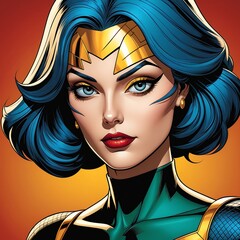 Classic comic book-style superhero girl in a battle stance