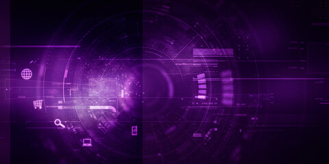 2d illustration Abstract futuristic electronic circuit technology background