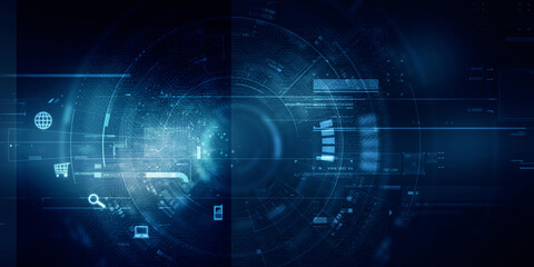 2d illustration Abstract futuristic electronic circuit technology background