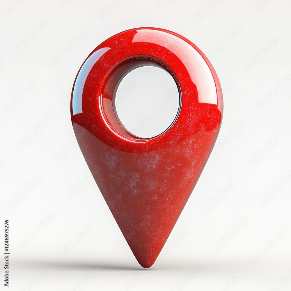 Poster 3d red location pin icon on white background - modern pointer for navigation and mapping