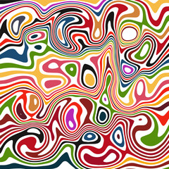 ABSTRACT ILLUSTRATION MARBLED TEXTURE LIQUIFY PSYCHEDELIC COLORFUL DESIGN. OPTICAL ILLUSION BACKGROUND VECTOR DESIGN