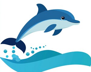 Obraz premium Illustration of a dolphin leaping out of the water after being set free