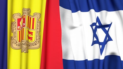 Flags of ANDORRA and Israel with realistic cloth texture