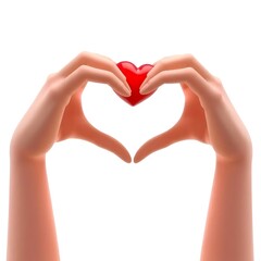 Fototapeta premium Hands Forming Heart Shape Holding Red Heart Romance and Love