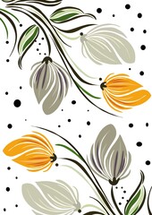 Floral background . Gift paper pattern with flowers, print for gift bags with flowers, print for bed linen with flowers, illustration for postcards