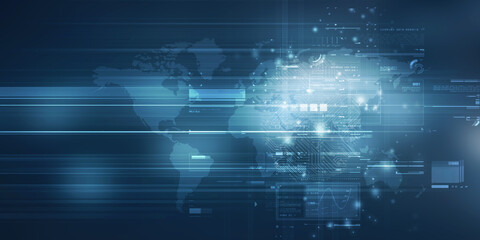 2d illustration Abstract futuristic electronic circuit technology background