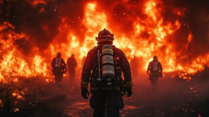 Firefighters Bravely Confronting a Devastating Wildfire