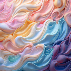 Obraz premium Subtle Soft Pastel Cotton Candy Rainbow Random Color Mixed Colour Ice Cream Gelato Cosmetics Cosmetic Products Makeup Texture 3D Oil Painting Background Screen