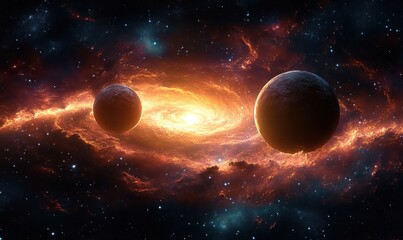 Cosmic Planets Surrealism Artwork Vibrant Colors Deep Space Nebula Dramatic Lighting