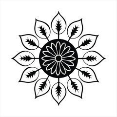 Fototapeta premium Abstract silhouette line art floral asian decorative mandala design 