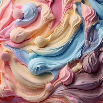 Subtle Soft Pastel Cotton Candy Rainbow Random Color Mixed Colour Ice Cream Gelato Cosmetics Cosmetic Products Makeup Texture 3D Oil Painting Background Screen
