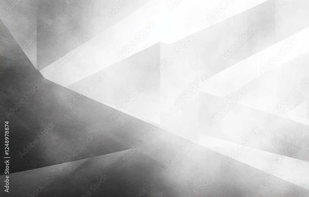 Poster minimalist abstract art overlapping geometric shapes in grayscale translucent design