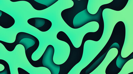 Abstract green and black fluid shapes pattern