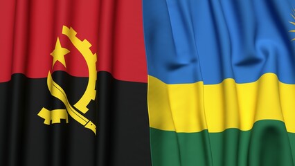 Flags of ANGOLA and RWANDA with realistic cloth texture