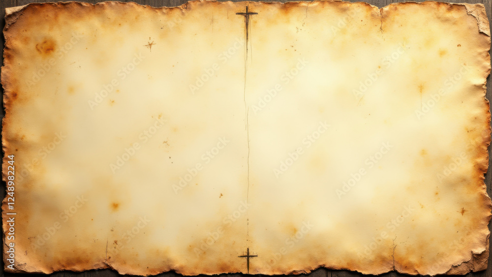 Poster ancient parchment scroll with christian theme.