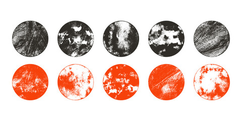 Vector set with grunge textured circles. Elements for design