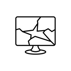 Broken monitor outline icons, minimalist vector illustration ,simple transparent graphic element .Isolated on white background