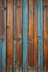 Fototapeta premium a close up of a wooden wall with a blue and brown paint