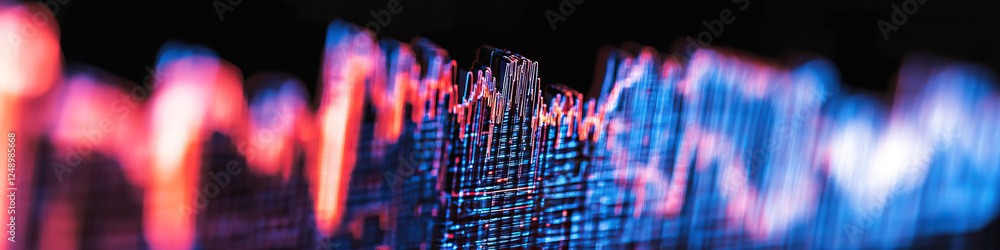 Aufkleber abstract three-dimensional data visualization with blue and red hues