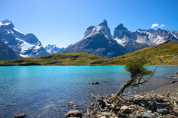 Cuernos view in Torres del Paine, Chile.