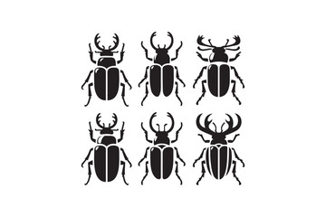 beetle black color vector silhouette illustration isolated in white background