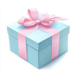 Obraz premium Blue Gift Box with Pink Ribbon Ideal for Celebrations and Events