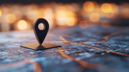 City map location pin night navigation guide