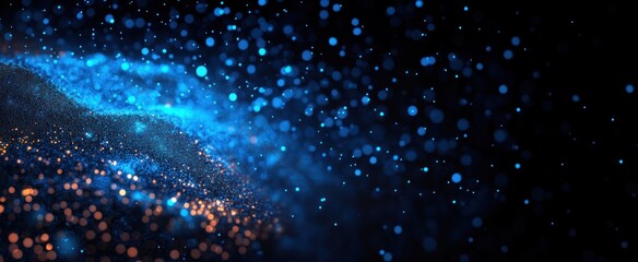 Obraz premium Glowing Blue Particles Abstract Composition Digital Art