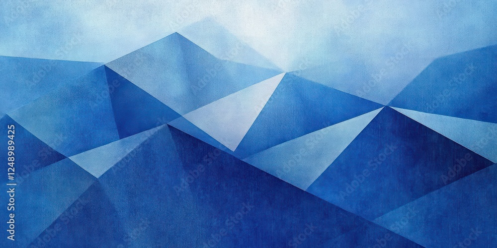 Poster geometric abstract background in blue colors with textured triangles and squares in modern minimalis