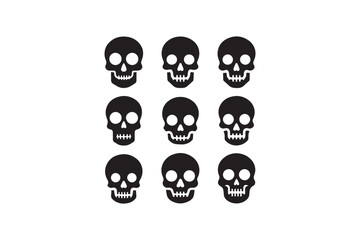 Skull head black color vector silhouette illustration isolated in white background