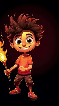 Cool Fireboy cartoon hero with lava-themed outfit and blazing abilities
