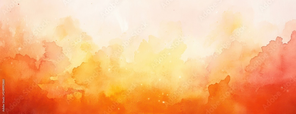 Poster Vibrant Abstract Watercolor Background in Orange and Yellow with Soft Gradient and Texture