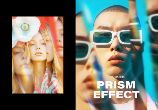 Mirror Prismatic Poster Photo Effect Mockup